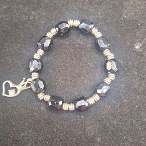 Handmade Black Crystal Stretch Bracelet